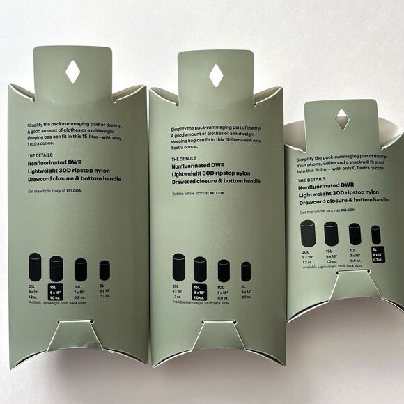 3 REI Lightweight Backpacking Stuff Sacks 15L 5L Camping Hiking 8x18 & 6x14 - Picture 2 of 8